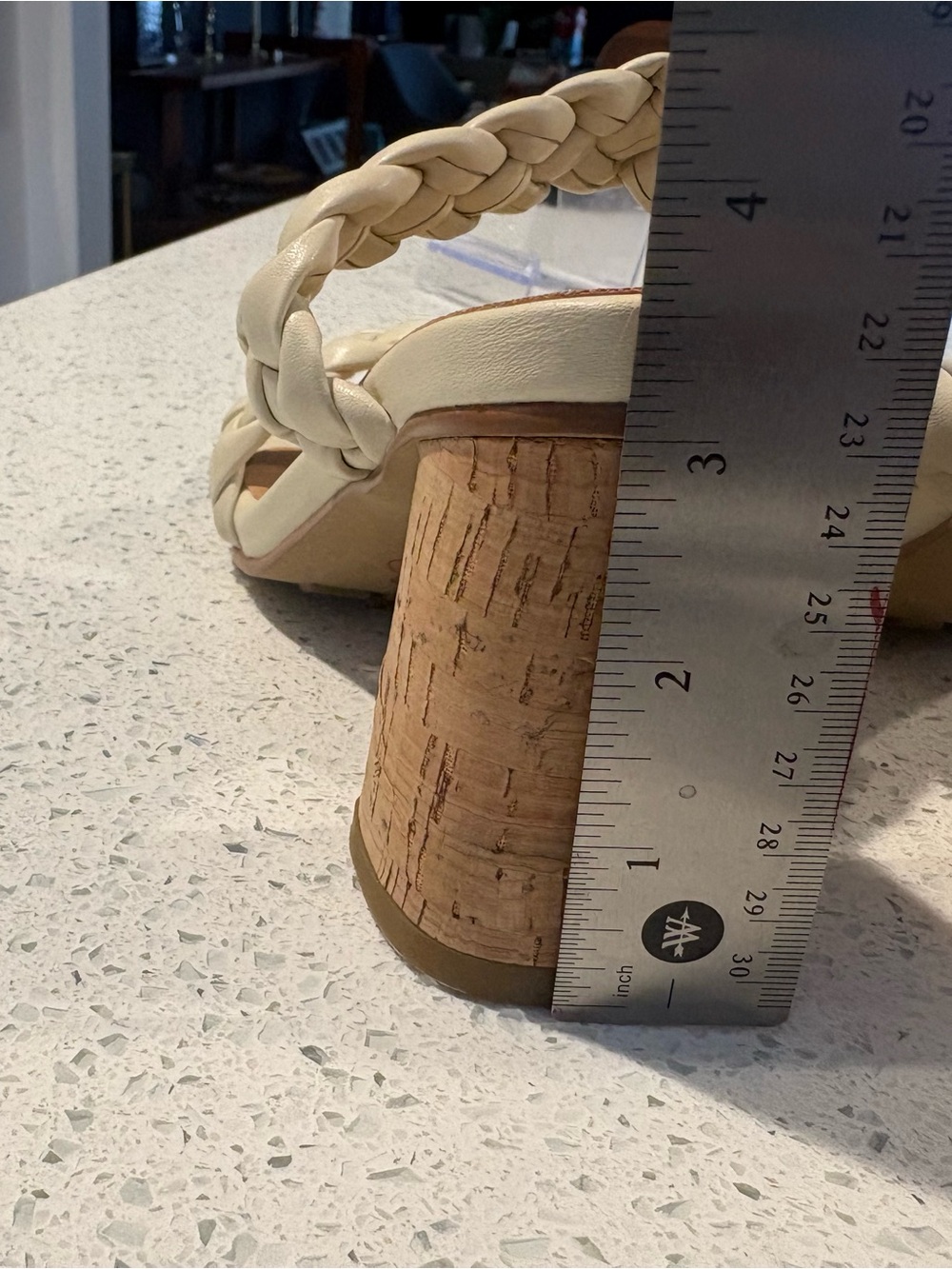 Braided Strap Cork Block Heel Sandals in Cream - Picture 4 of 9